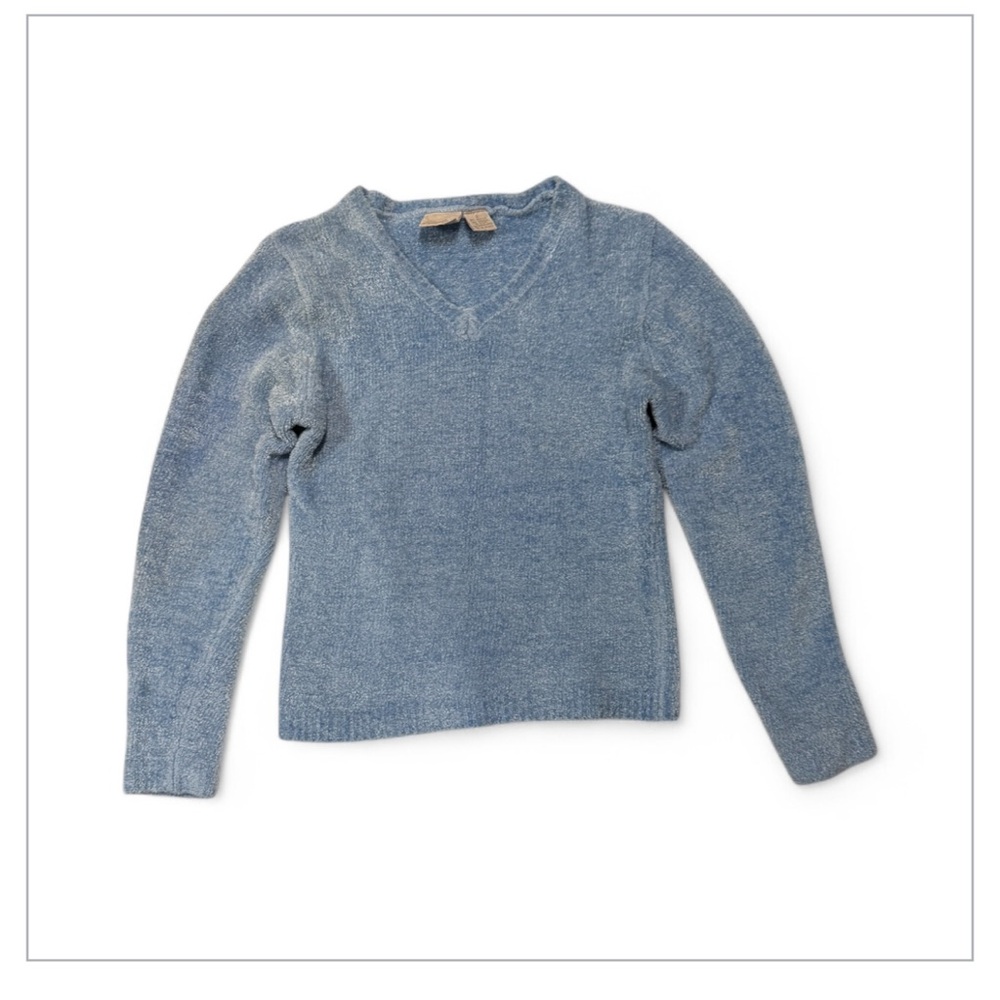 Fiorlini International Elegant Vintage Heather Blue V-Neck Sweater size small